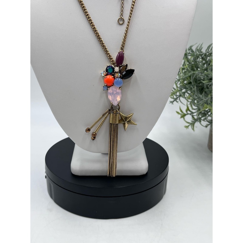 J.‎ Crew Iridescent Pink Rhinestone
Star Tassel Charm Pendant
Necklace